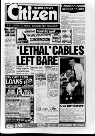 cover page of Milton Keynes Citizen published on November 2, 1989