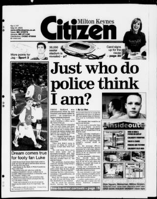 cover page of Milton Keynes Citizen published on May 22, 2003