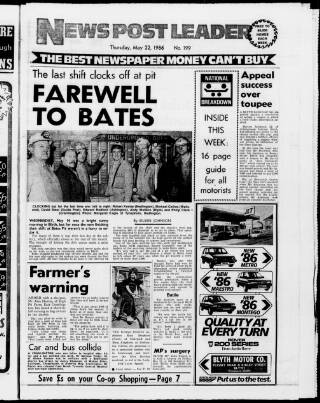 cover page of Blyth News Post Leader published on May 22, 1986