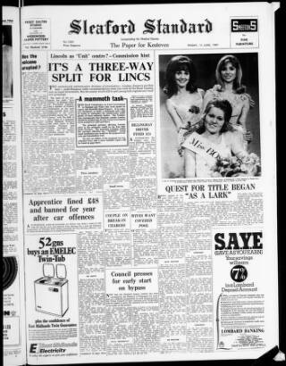 cover page of Sleaford Standard published on June 13, 1969