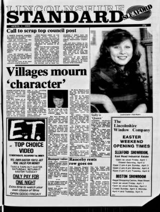 cover page of Sleaford Standard published on April 1, 1983