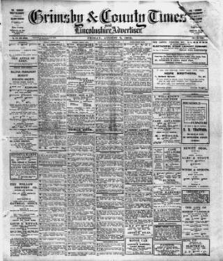cover page of Grimsby & County Times published on August 2, 1912