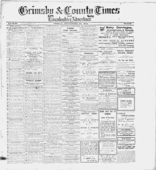 cover page of Grimsby & County Times published on September 25, 1914