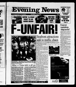 cover page of Scarborough Evening News published on May 22, 1999