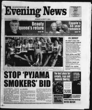 cover page of Scarborough Evening News published on August 2, 2004