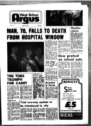 cover page of West Briton Argus published on May 18, 1981