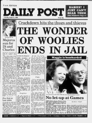 cover page of Liverpool Daily Post published on August 2, 1986