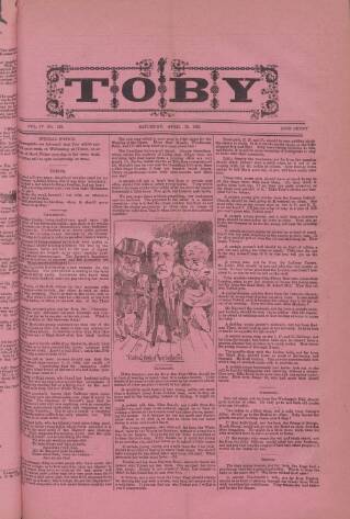 cover page of Toby published on April 13, 1889