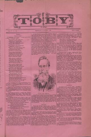 cover page of Toby published on August 17, 1889