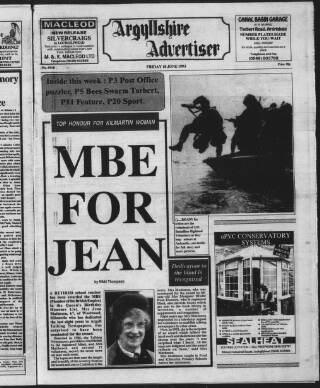 cover page of Argyllshire Advertiser published on June 18, 1993
