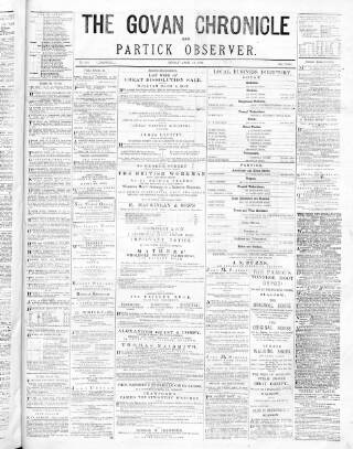 cover page of Govan Chronicle published on April 12, 1878