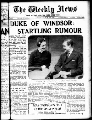 cover page of Dundee Weekly News published on May 22, 1937