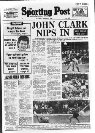 cover page of Sporting Post published on August 2, 1986