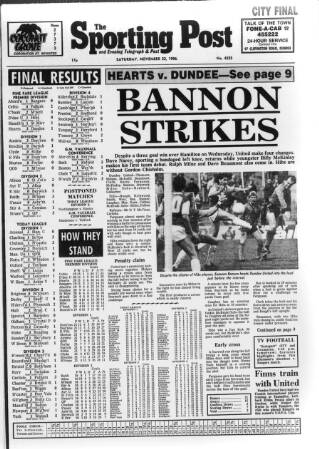 cover page of Sporting Post published on November 22, 1986