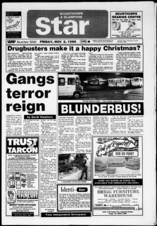 cover page of Scunthorpe Star published on November 2, 1990
