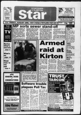 cover page of Scunthorpe Star published on August 2, 1991