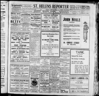 cover page of St. Helens Reporter published on April 19, 1918