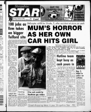 cover page of Shropshire Star published on August 2, 1994