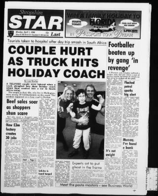 cover page of Shropshire Star published on April 1, 1996