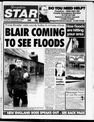cover page of Shropshire Star published on November 2, 2000