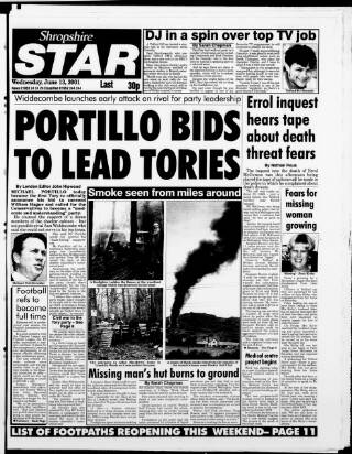 cover page of Shropshire Star published on June 13, 2001