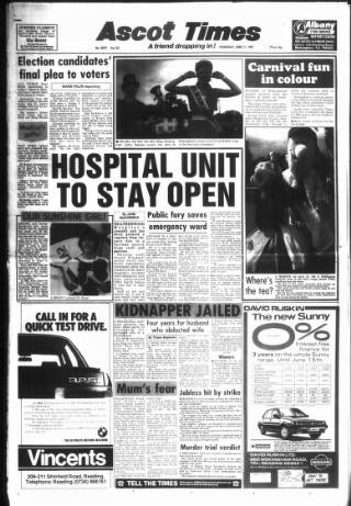 cover page of Ascot Times published on June 11, 1987