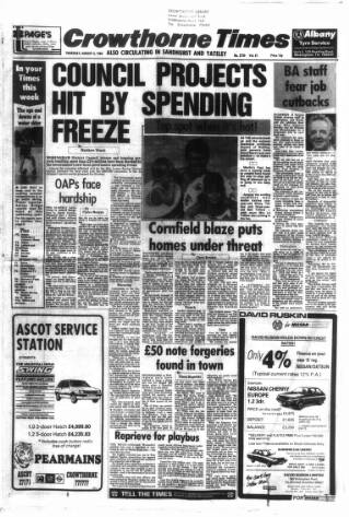 cover page of Crowthorne Times published on August 2, 1984