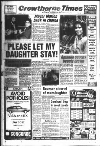 cover page of Crowthorne Times published on May 22, 1986