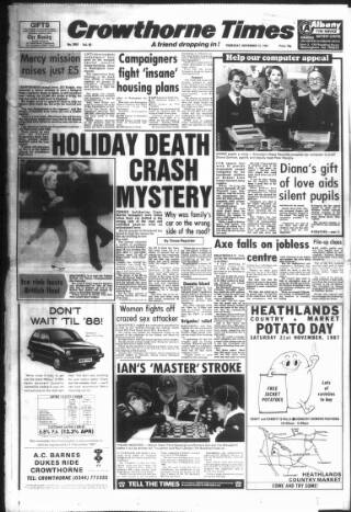 cover page of Crowthorne Times published on November 12, 1987