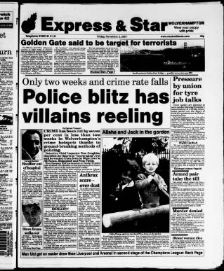 cover page of Wolverhampton Express and Star published on November 2, 2001