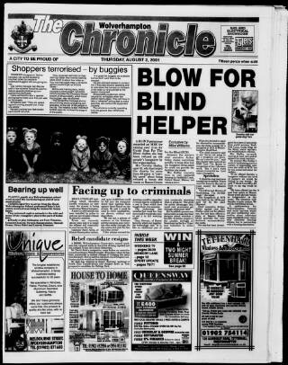 cover page of Midland Counties Express published on August 2, 2001