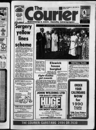 cover page of Garstang Courier published on September 22, 1989