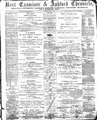 cover page of Kent County Examiner and Ashford Chronicle published on April 5, 1889