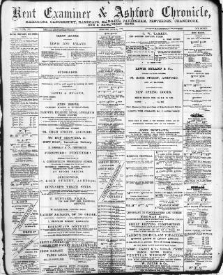 cover page of Kent County Examiner and Ashford Chronicle published on June 7, 1889