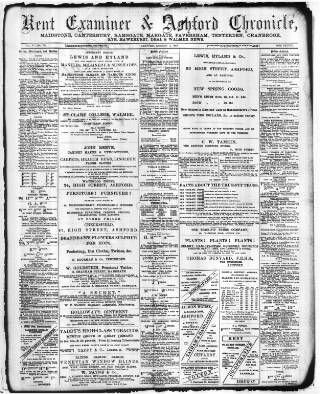 cover page of Kent County Examiner and Ashford Chronicle published on August 2, 1889