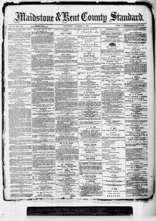 cover page of Kent County Standard published on November 2, 1881