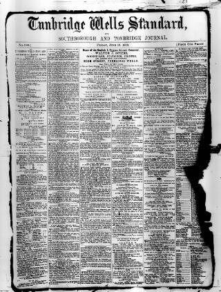 cover page of Tunbridge Wells Standard published on June 13, 1873
