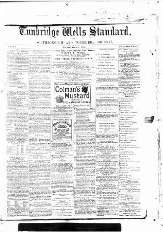 cover page of Tunbridge Wells Standard published on April 1, 1881