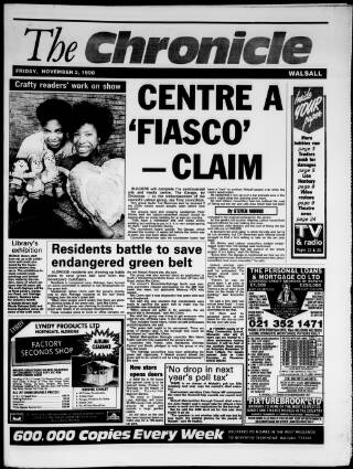 cover page of Walsall Chronicle published on November 2, 1990