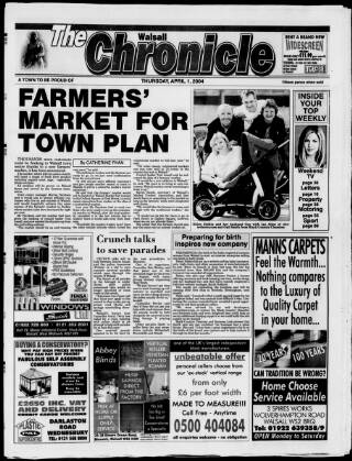 cover page of Walsall Chronicle published on April 1, 2004