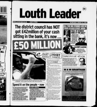 cover page of Louth Leader published on August 18, 2004
