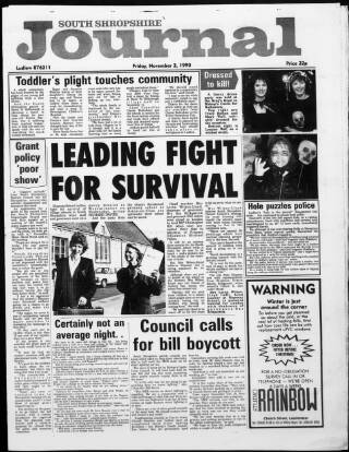 cover page of South Shropshire Journal published on November 2, 1990