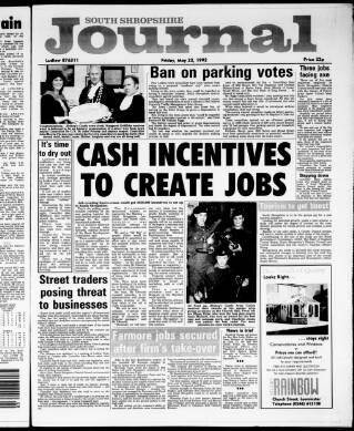 cover page of South Shropshire Journal published on May 22, 1992