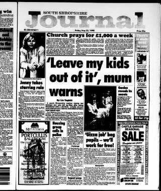 cover page of South Shropshire Journal published on May 22, 1998