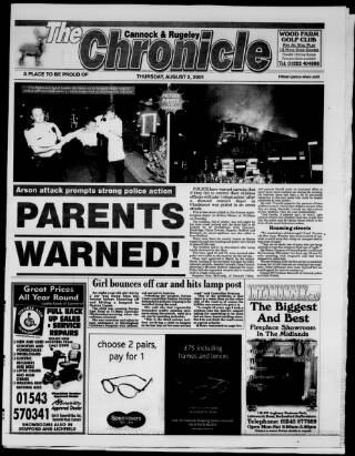 cover page of Cannock Chase Chronicle published on August 2, 2001