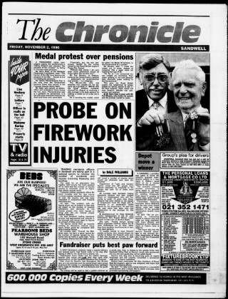 cover page of Sandwell Chronicle published on November 2, 1990