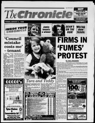 cover page of Sandwell Chronicle published on August 2, 1996