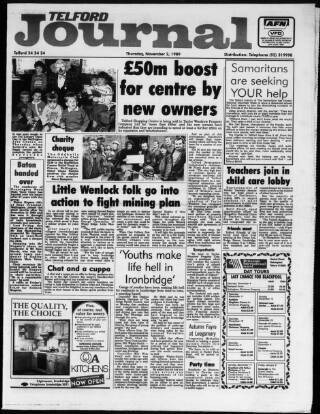 cover page of Telford Journal published on November 2, 1989