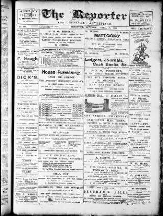 cover page of Coventry Reporter published on April 1, 1899