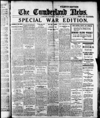 cover page of Cumberland Evening News published on May 22, 1915